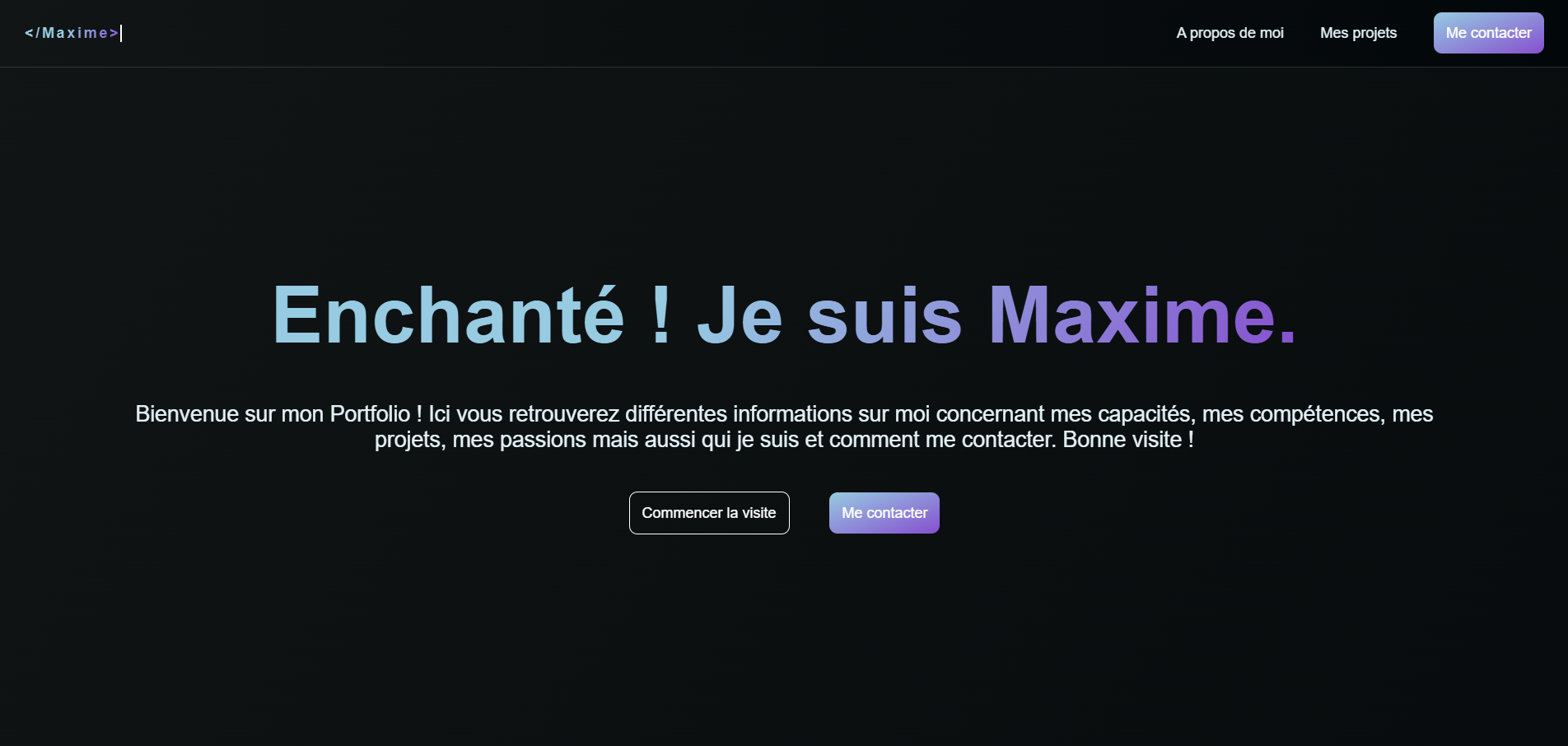 Capture d'écran du site Portfolio